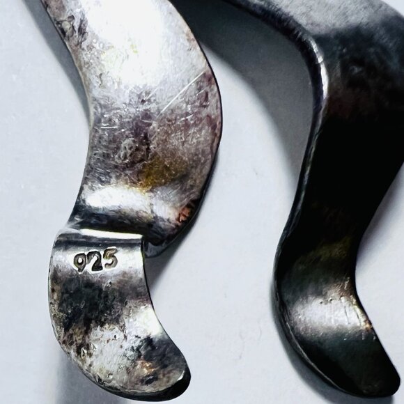 MCM Handcrafted 925 Sterling Silver Abstract Wave Dangle Earrings10g Tarnished - Picture 4 of 4